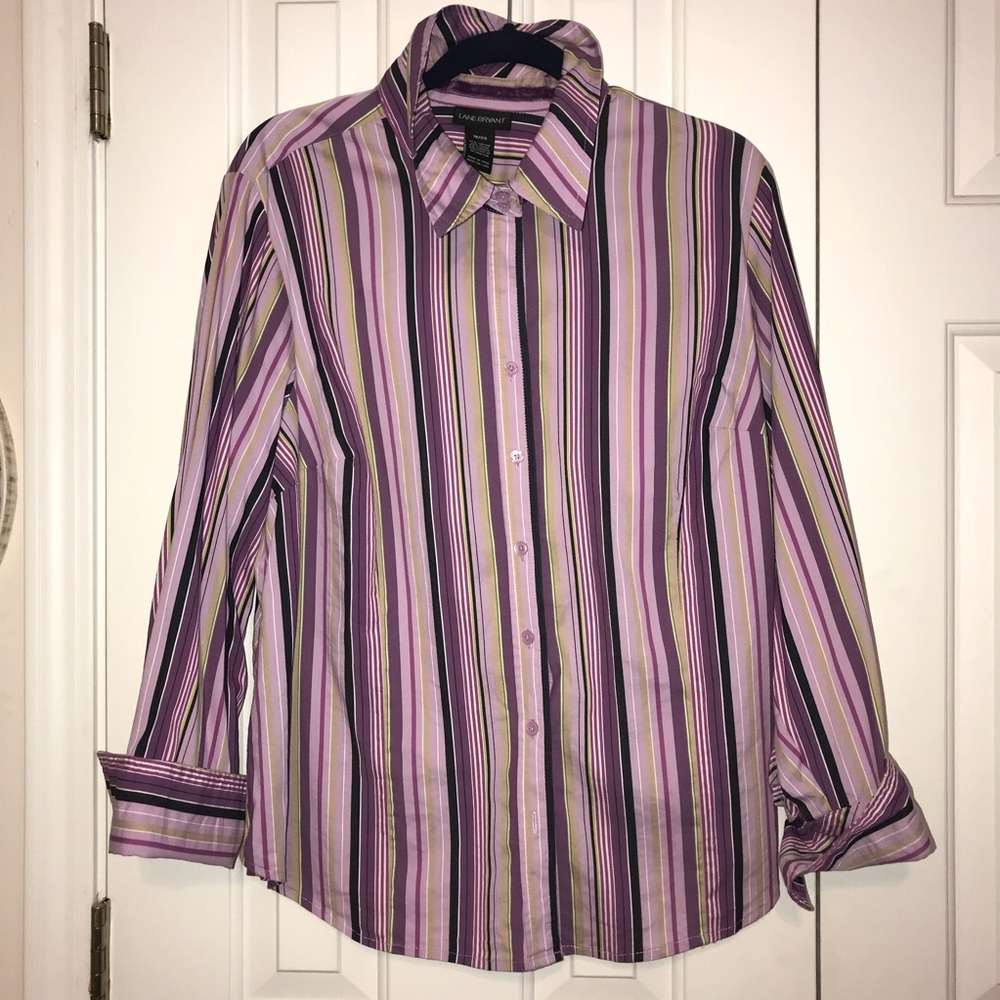 Lane Bryant Purple stripe blouse size 18/2